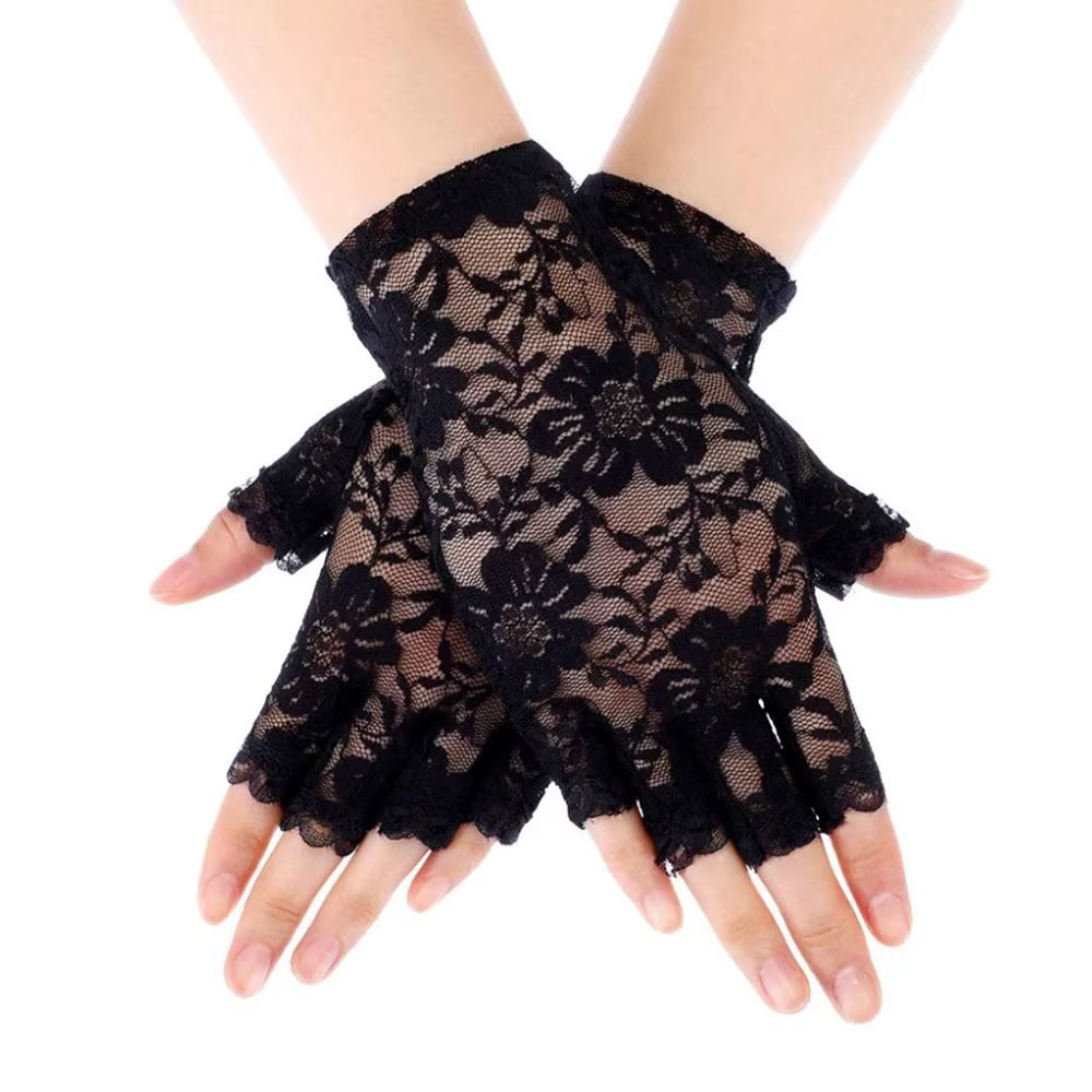 Mitaines de protection solaire, Mitaines longues sans doigts en dentelle, Gants de conduite, Gants d