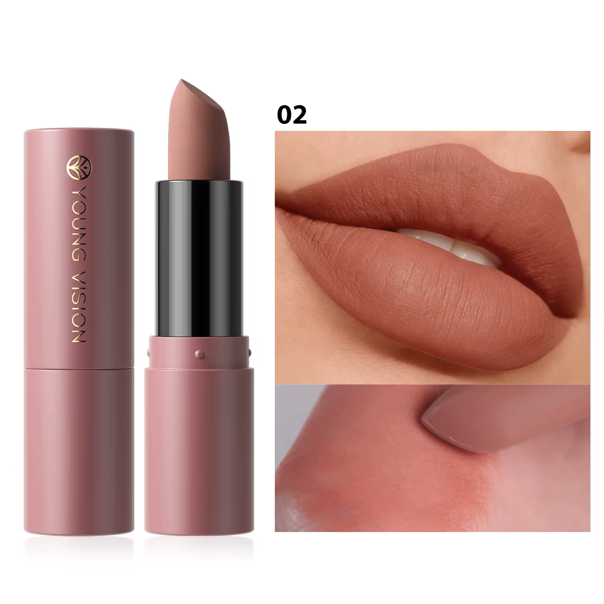 rouge à lèvres mat aux couleurs riches et intenses, hydratation naturelle, texture fine et lisse, lo