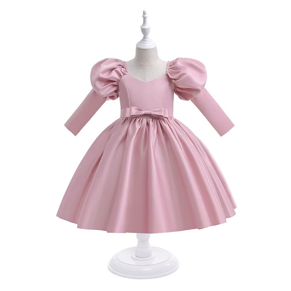 Robes de soirée à manches longues pour filles, robe de noël rouge élégante pour enfants, tenue de so