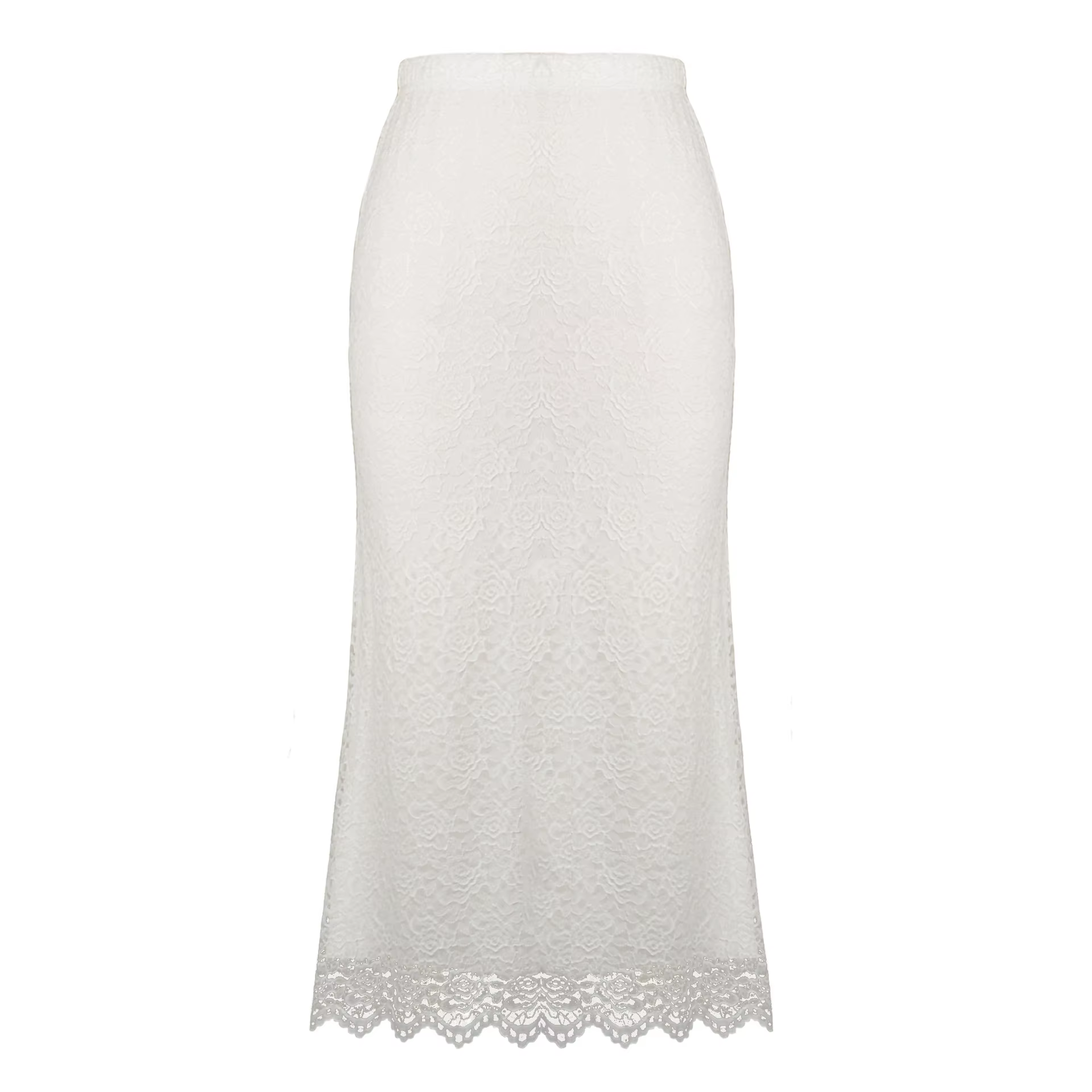 Jupe en dentelle 2026 Printemps-Été Taille haute Coupe ajustée Robe moulante aux hanches