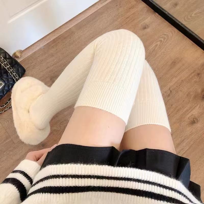 Femmes chaussettes longues cachemire femmes botte solide laine cuisse bas maigre décontracté coton s