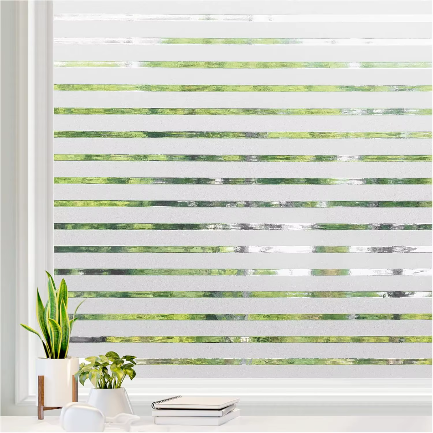 Film adhésif statique à rayures horizontales pour fenêtre, couverture décorative semi-transparente p