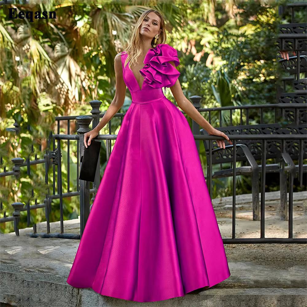 Po-Robe de Soirée Longue Drapée en Satin pour Femme, Tenue Formelle pour Occasions Spéciales Personn
