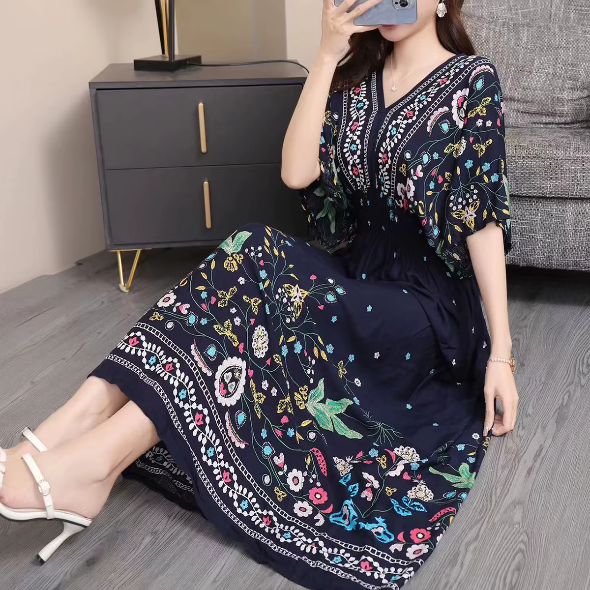 Bohème floral mode robe d'été 2024 femmes Maxi longue plage vacances voyage indien vêtements vestido