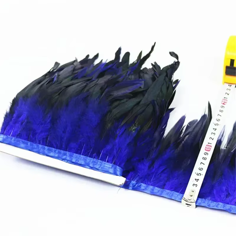 Ruban de 10 mètres de plumes de coq naturelles noires, garniture à franges, plumes de faisan pour l'