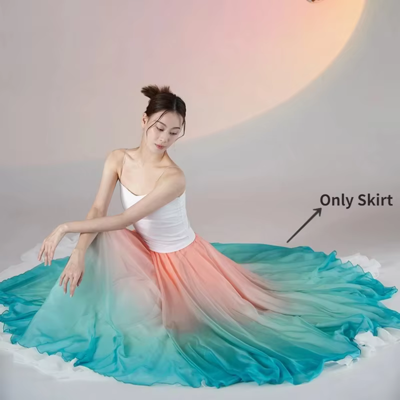 Jupe de danse classique pour femmes, grande robe trapèze élégante, jupe superposée, robe d'entraînem