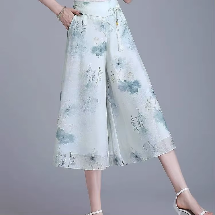 Jupe femme Floral Midi en mousseline de soie Chorts jupes féminines Style coréen Chic et élégant 202