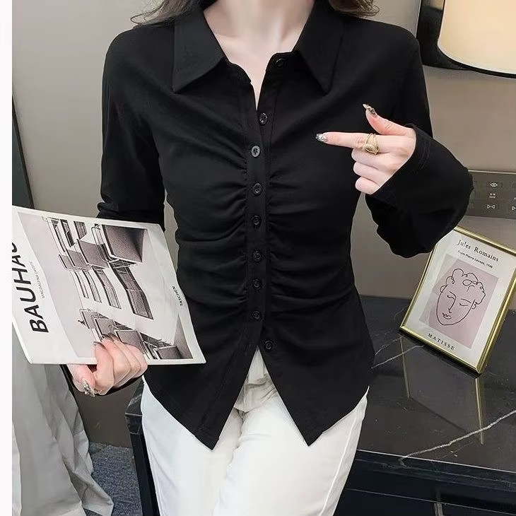 Tunique à manches longues femmes Blouses Camisas De Mujer 2025 tempérament dames hauts taille mince