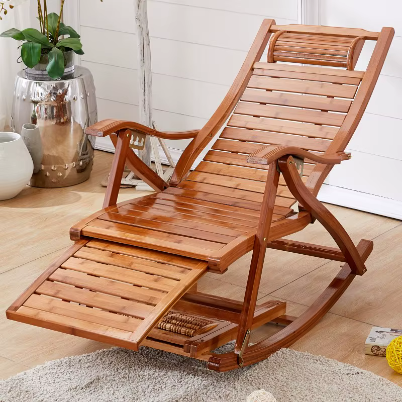 Chaise longue en bambou confortable pour adultes, Portable, inclinable, pour balcon, sieste, Chaise