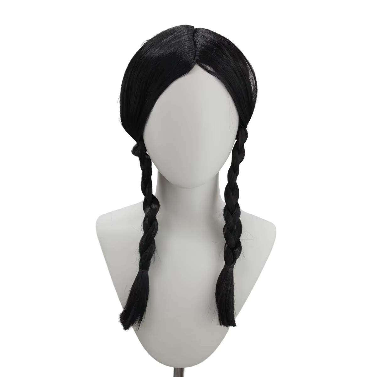 Perruque synthétique noire à tresses jumelles, perruque longue classique à tresses pour cosplay de W