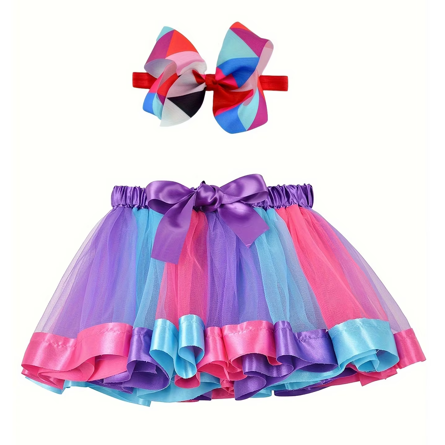 Mini jupe de fête avec épingle à cheveux, Tutu, pour bébé fille, princesse arc-en-ciel, en Tulle, vê