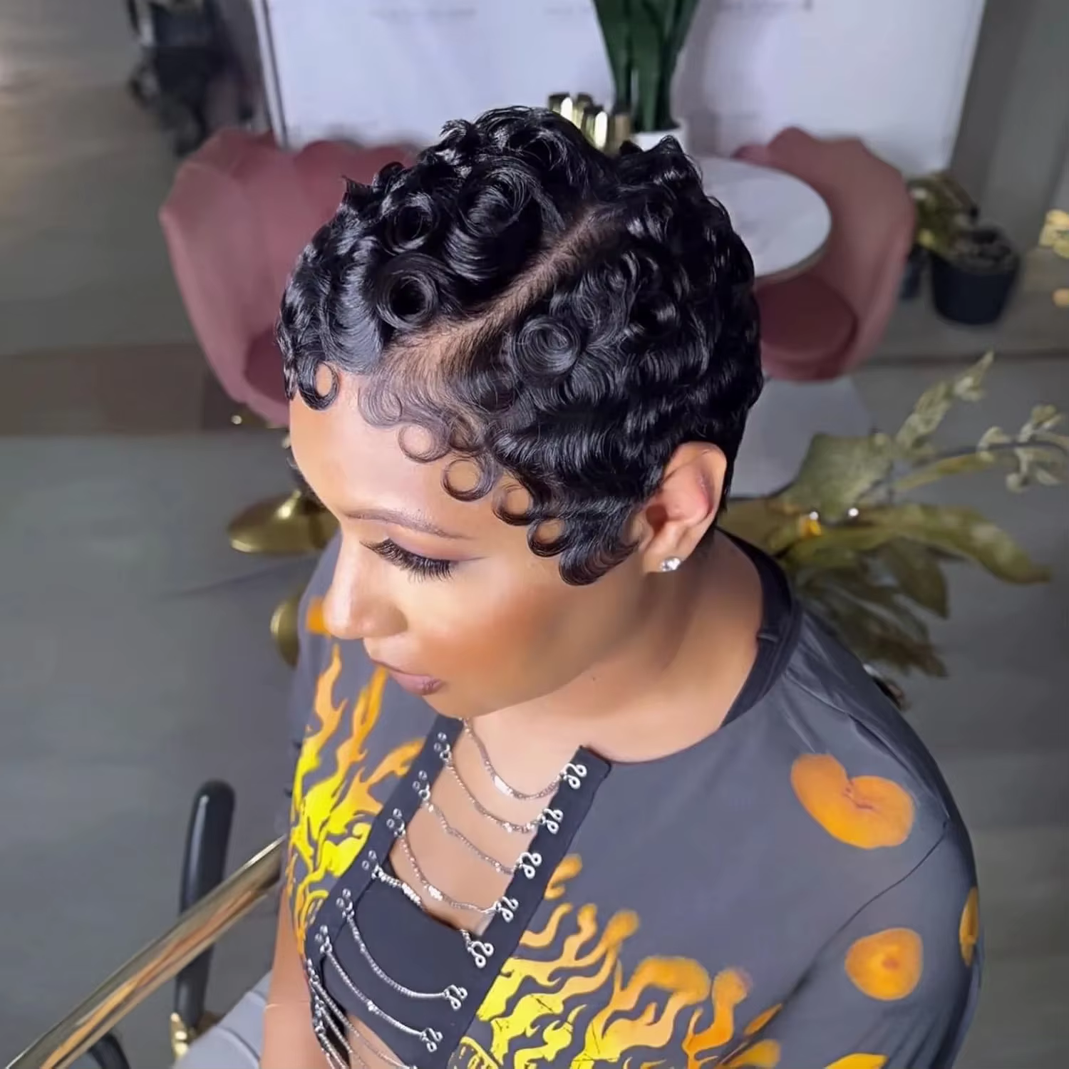 Perruques en cheveux humains coupe pixie avec dentelle frontale 13x4, perruques courtes bouclées élé