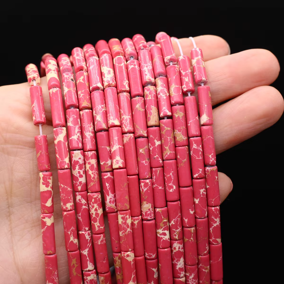 Perles cylindriques longues en pierre naturelle, 4x13mm, plusieurs couleurs pour la fabrication de b