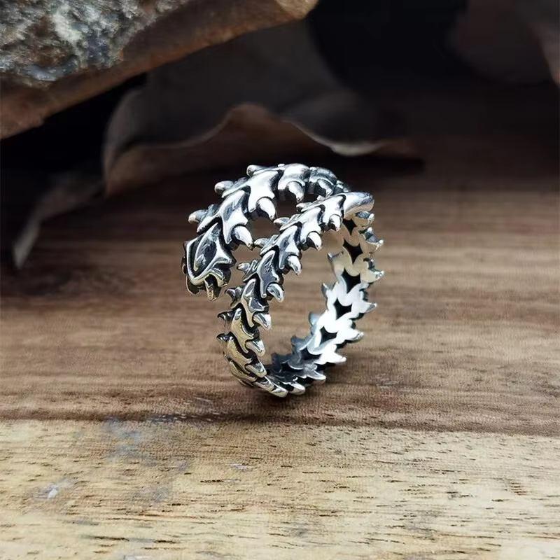 Bagues gothiques Vintage pour femmes et hommes, anneau ouvert en argent Antique, Hyperbole, mille-pa