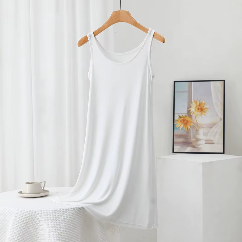 Robe débardeur en modal pour femmes, camisole d'été, longueur 84 à 118cm, couleur unie, grande taill