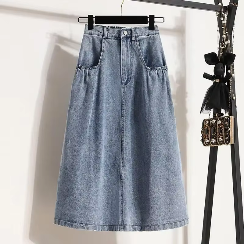 Jupe longue en Denim taille haute pour femmes, nouvelle collection printemps 2021, Style Vintage, co