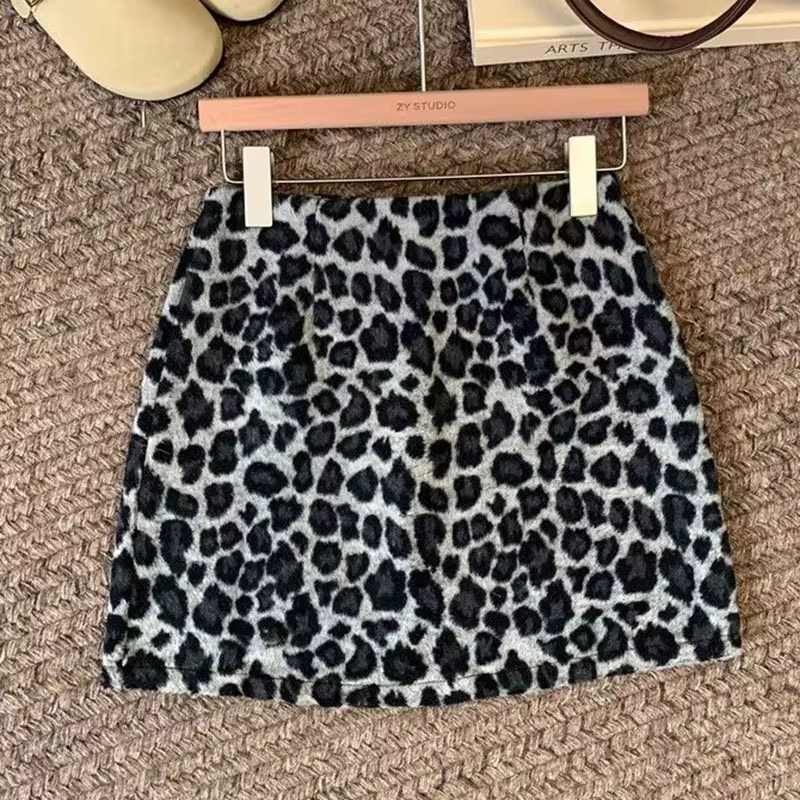 Mini jupes Sexy imprimé léopard pour femmes, jupe courte taille haute de tempérament Vintage, Street