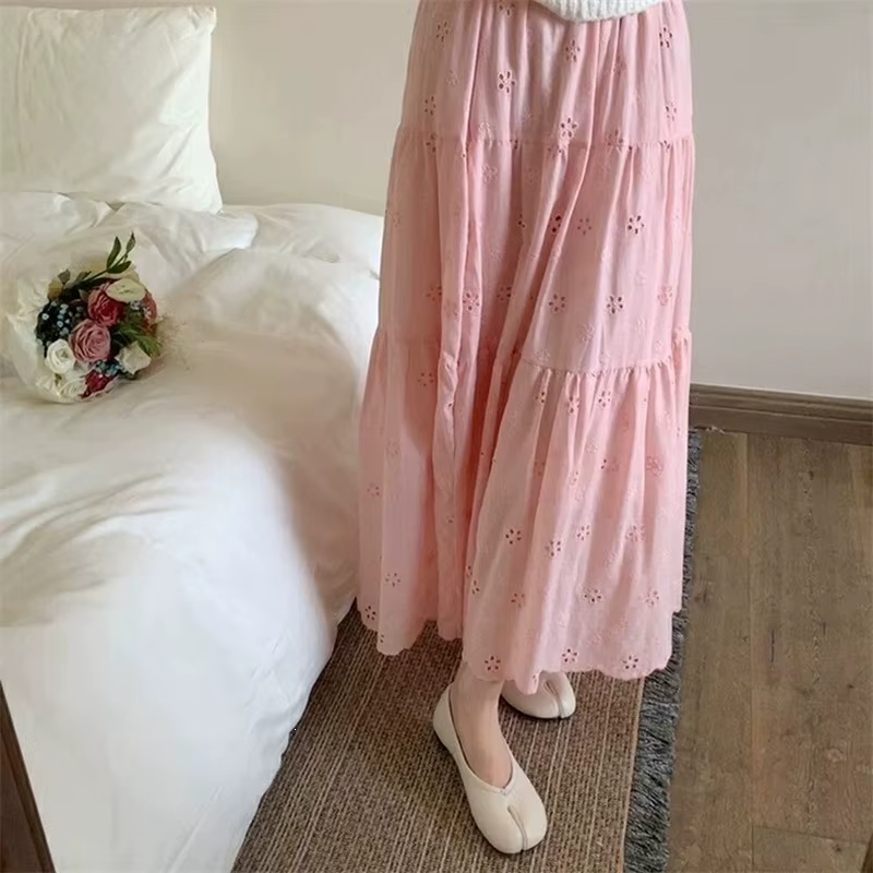 Jupe courte rose taille haute évasée pour femme, style délicat, nouvelle collection été, amincissant