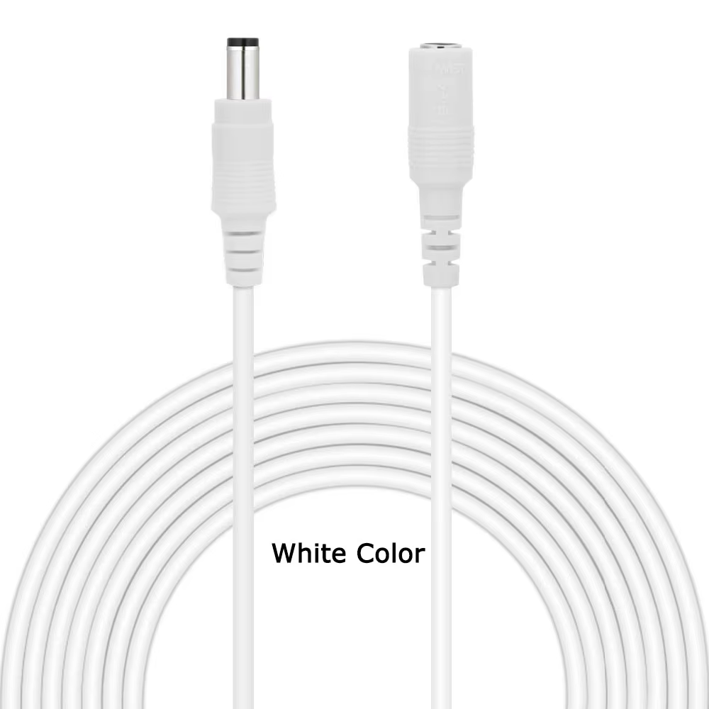 Câble d'alimentation d'extension DC 12V, 2.1mm x 5.5mm, mâle à femelle, fil de connexion blanc noir