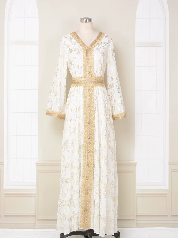 Robe d'été élégante à imprimé pour femmes, Abaya musulmane, robe longue, robe de soirée Dubaï, robe 