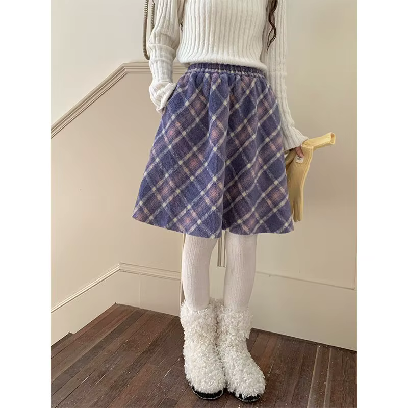 Jupe Courte à Carreaux Violets pour Femme, Chaude, Confortable, Confortable, Élégante, Parfait 03, D