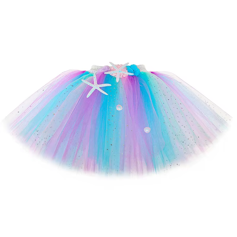 Jupe Tutu sirène pour filles, Costume de fête d'anniversaire d'halloween, tenue de princesse à fleur