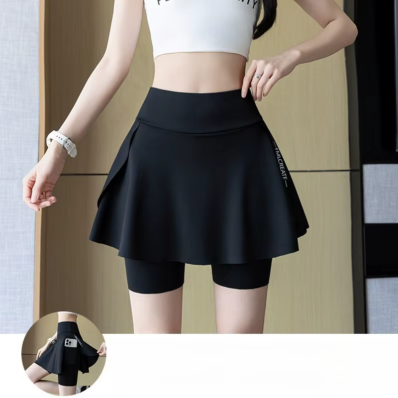 Mini-jupe de sport d'été pour femme, short de yoga et de tennis avec poches, style cycliste, effet g