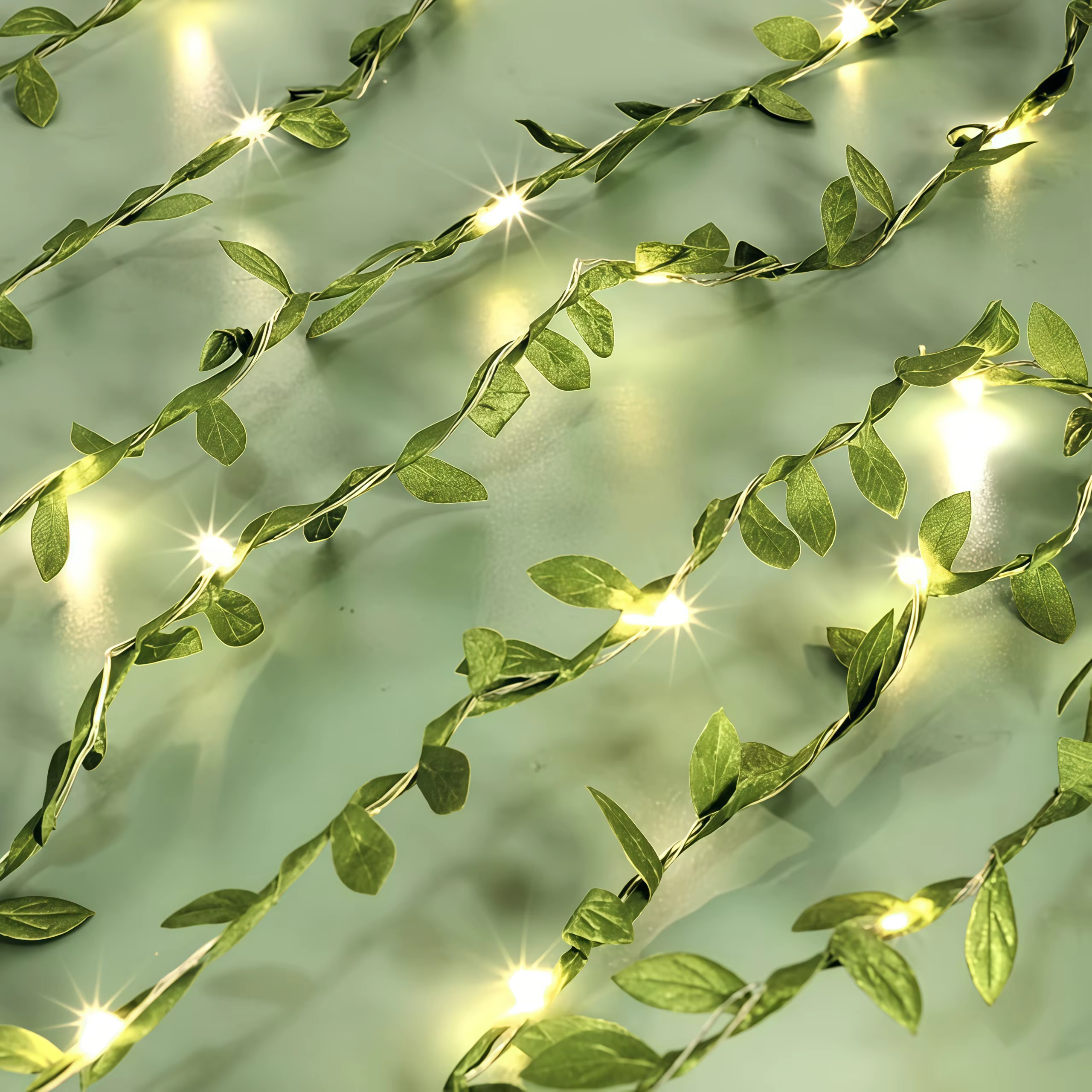 Guirlande lumineuse à feuilles vertes à piles, guirlande de feuilles artificielles, guirlande lumine