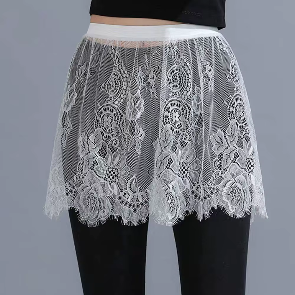 Nouvelle jupe transparente en dentelle et résille, noire et blanche, mini-jupe courte pour femme, so