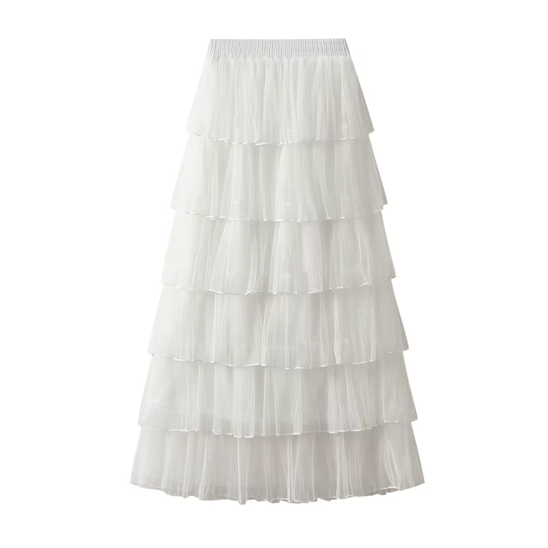 Jupe mi-longue en maille pour femmes, jupe gâteau superposée, jupe moelleuse, Super fée, printemps, 