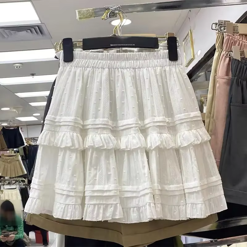 Mini jupes pour femmes, Style français, taille haute, ligne a, volants, couleur unie, Simple, plissé
