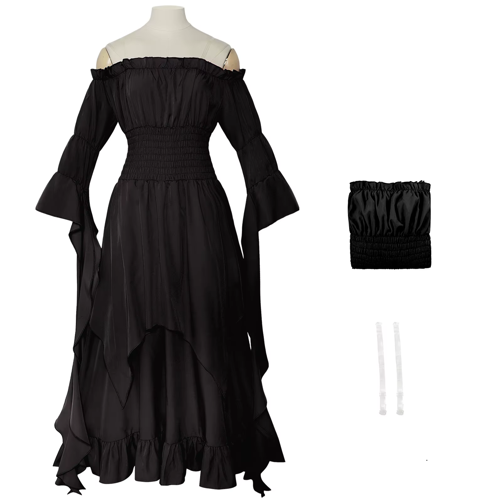 Robe longue victorienne médiévale Renaissance pour femmes, rétro, manches évasées, robe de princesse