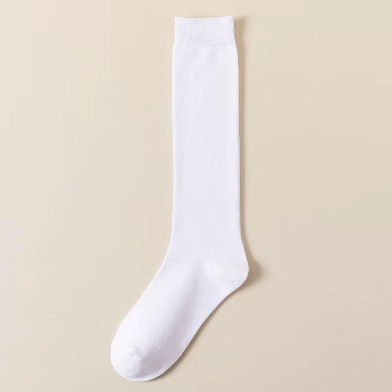 Femmes chaussettes longues dames mode sous le genou haute JK chaussettes couleurs unies coton noir g