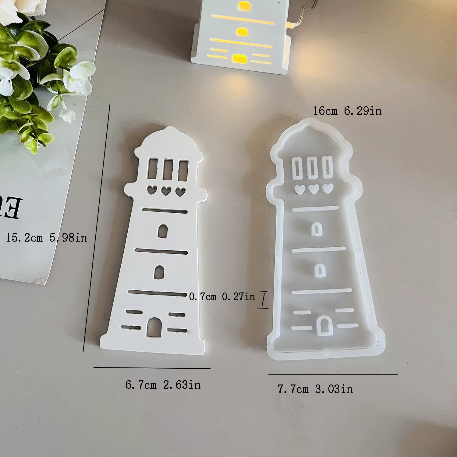 Nouveau moule phare d'été lumière atmosphérique Silicone moule phare bord de mer maison moule goutte