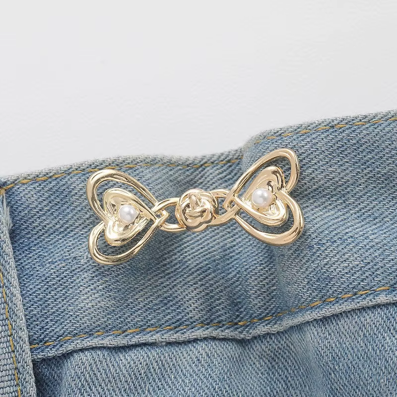 Broches de taille ajustables pour jupes et pantalons, boucles de taille en forme de cœur pour jeans,
