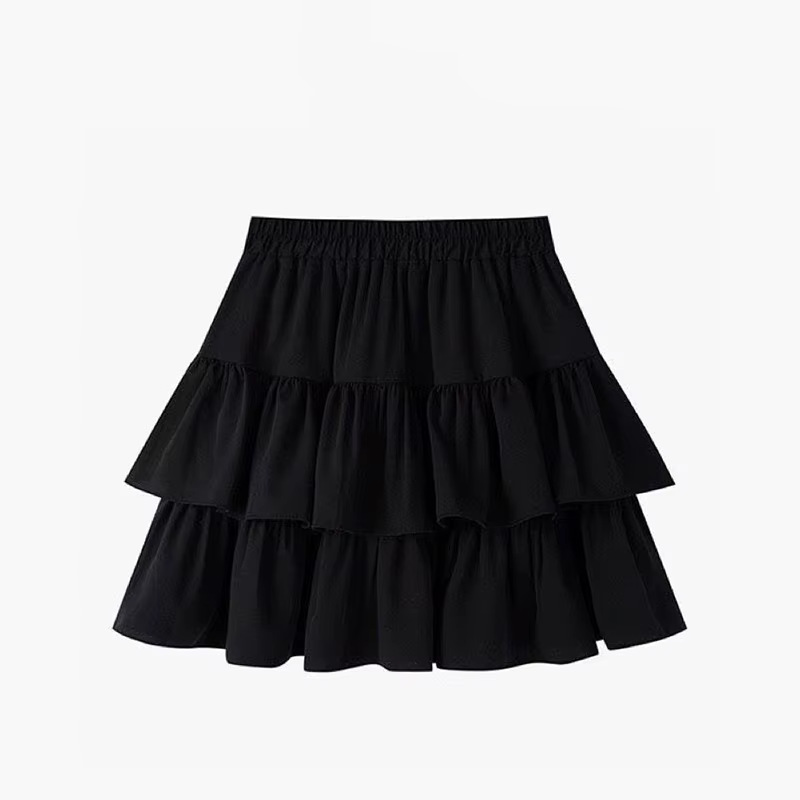 Jupe trapèze plissée pour femmes, blanche, à volants, à plusieurs niveaux, joli Style, taille élasti