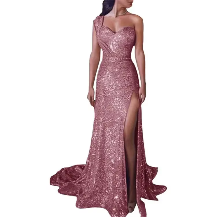 Robe de soirée de mariage pour femmes, élégante, Sexy, décolleté en V profond, asymétrique épaule dé
