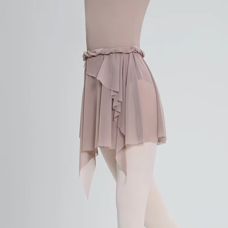 Jupe de Ballet pour adultes, Tutu d'entraînement asymétrique en maille et Tulle, jupe de danse pour
