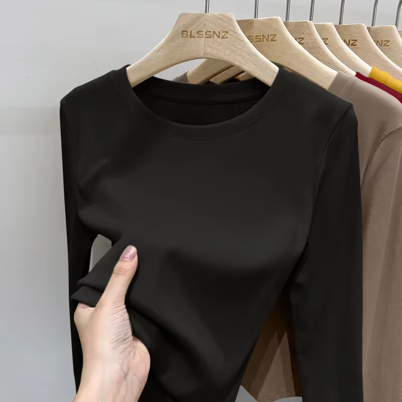Sous-vêtements thermiques pour femmes, coupe cintrée, chemise inférieure extensible, manches longues