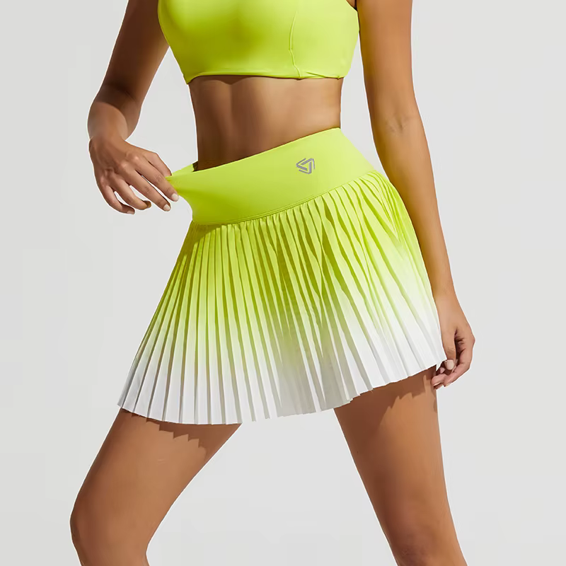 Jupe de tennis plissée avec poches pour femme, culotte athlétique, taille haute, jupe de golf dégrad