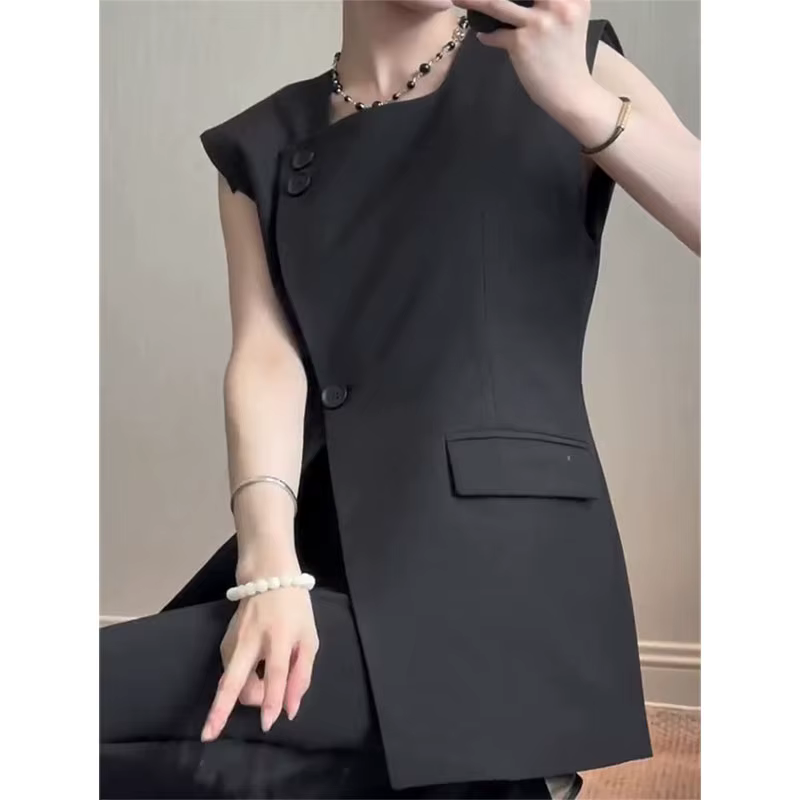 Gilet femme 2025 printemps automne mode populaire sans manches femme gilet haut de gamme noir dames