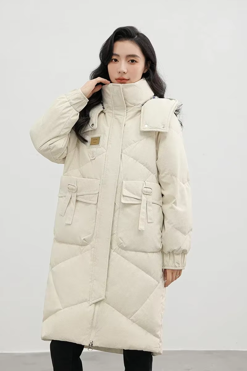 Parkas à capuche monochromes pour femmes avec grandes poches, vestes décontractées, parka longue moy