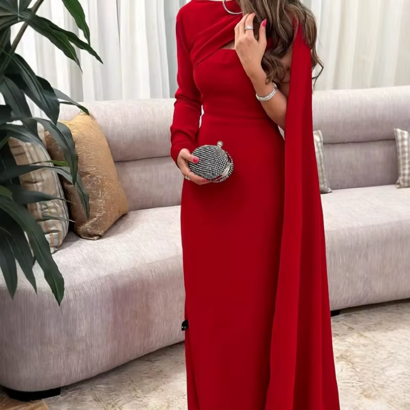 Robe formelle élégante pour femmes, robe de bal, asymétrique épaule dénudée, longue ruban, robes de 