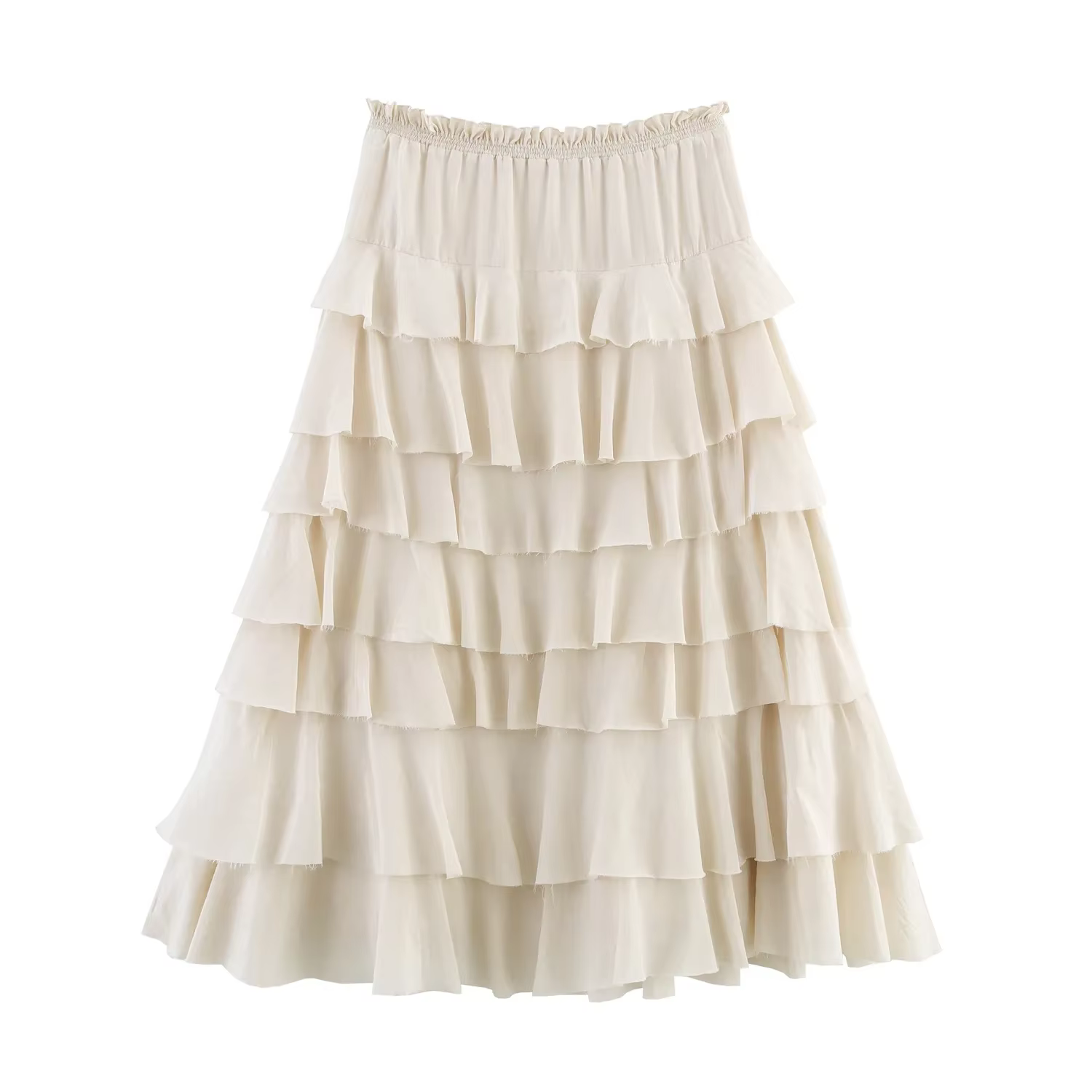 Jupe mi-longue à plusieurs niveaux pour femmes, vert armée, Vintage, décontractée, élégante, longue,