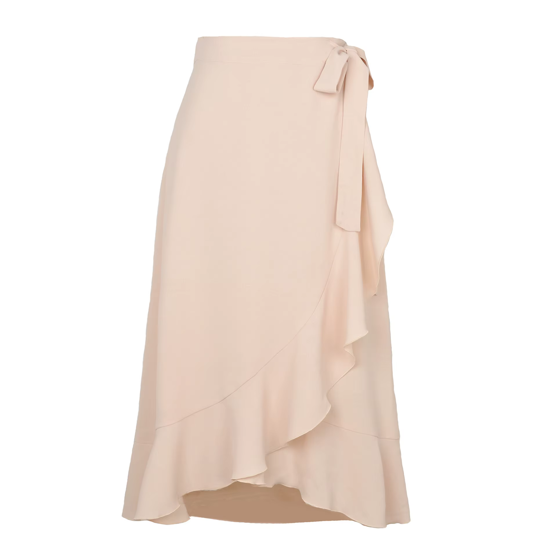 Jupe longue en mousseline de soie pour femmes, à volants, à lacets, couleur unie, taille haute, déco