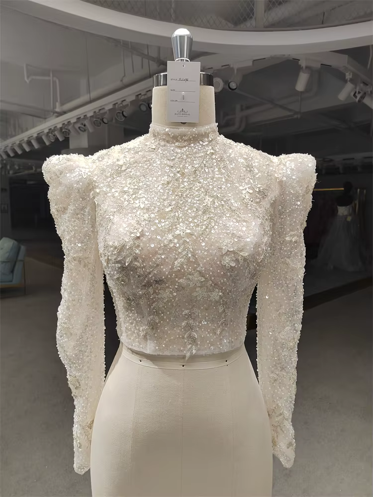 Veste Kendny à manches longues et col haut pour filles, robes de mariée, accessoires de mariée
