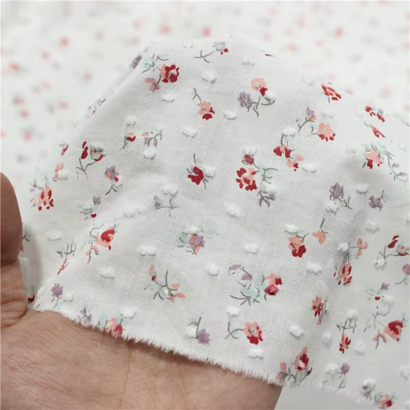 Tissu en coton blanc fleuri au mètre, matériel de couture, petites robes à imprimé fleuri, gril pour