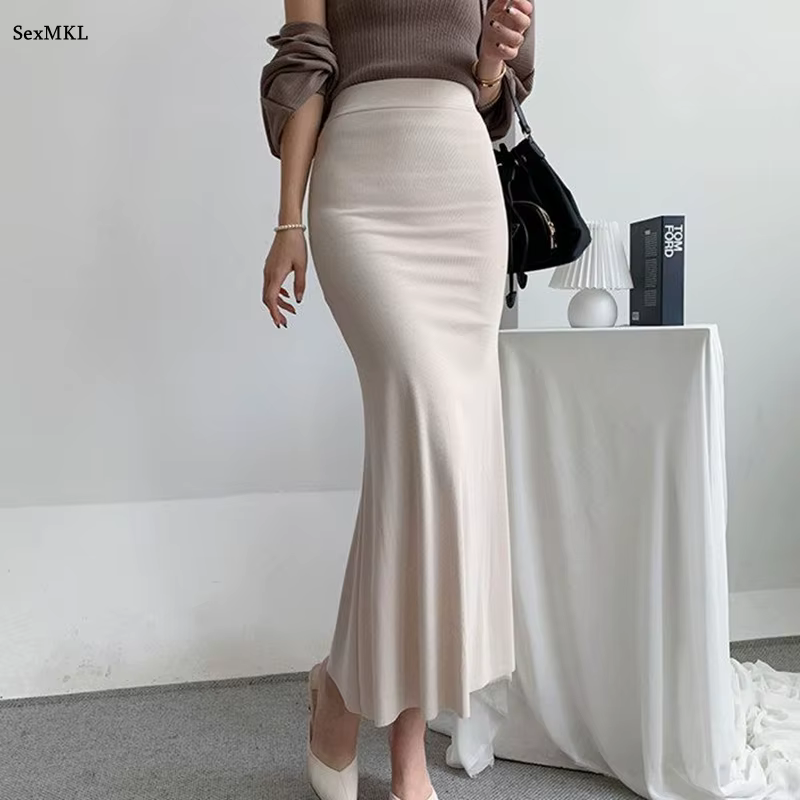 Jupes longues élégantes d'été pour femmes, mode taille haute élastique, style coréen Y2K, vêtements 