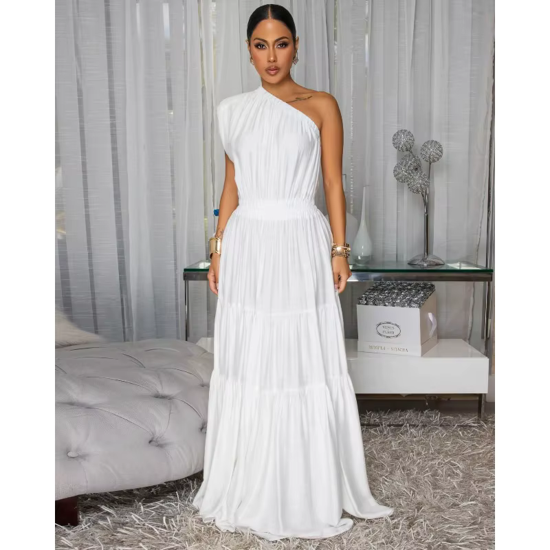 Robe longue pour femme, coupe trapèze, en dentelle, sans manches, unie, pour la plage, les vacances,