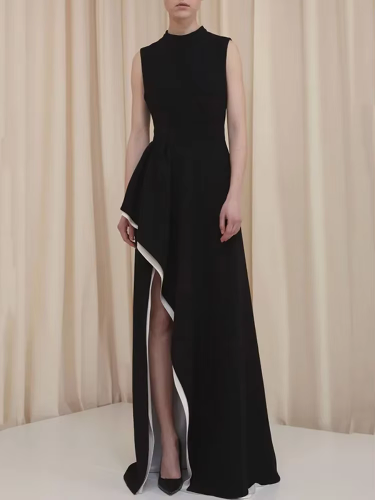 Bonboho – robe d'été élégante, longueur au sol, col rond, sans manches, taille haute, robes de soiré